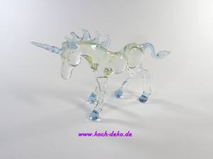 Einhorn ca.13cm, Glas aus Lauscha, klar/hellblau