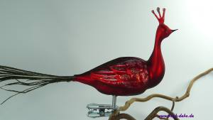 Glasvogel PFAU rot , 9cm/30cm, ..1 Stück