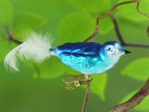 Glasvogel blau-weiß , 8,5cm, ..1 Stück