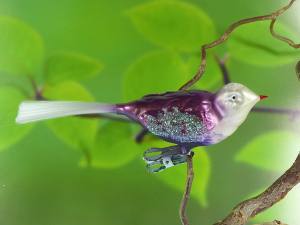 Glasvogel violett-weiß metallic, mit Glasfaserschwanz , 8,5cm, ..1 Stück