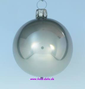 Mundgeblasene Christbaumkugeln, grau opal