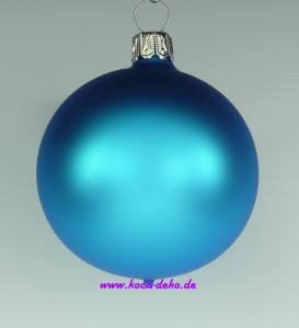 Mundgeblasene Christbaumkugeln, himmelblau matt