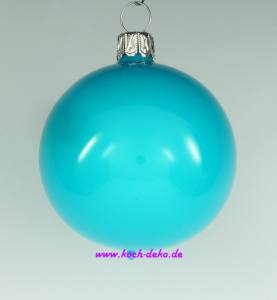 Mundgeblasene Christbaumkugeln, neon blau opal