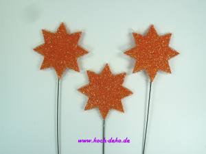 Stern-Stecker, 6cm , orange, 100 Stück