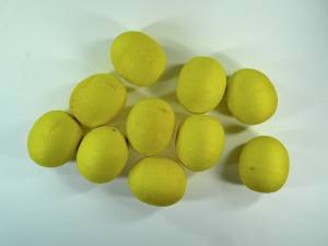Watteform Ei/Oval 5cm gelb mit Durchloch, Btl.a 50 St., SONDERPOSTEN